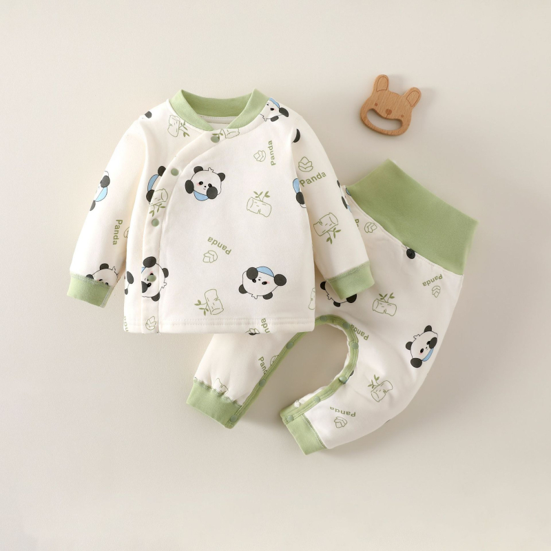 Dječji dvodijelni pajama set s 40 g punila, 100% pamuk, dugi rukavi, bez kapuljače, za novorođenče