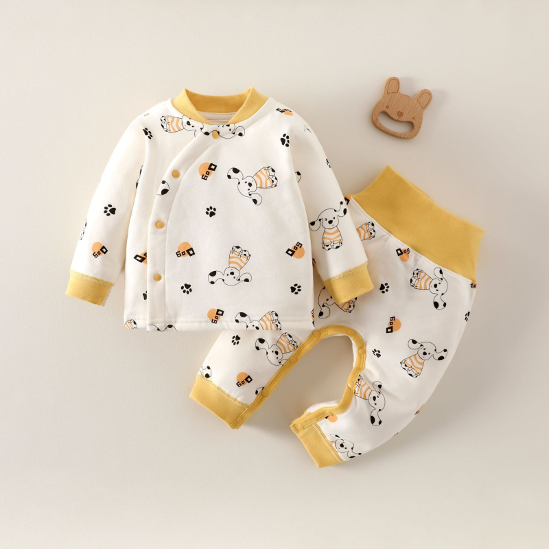 Dječji dvodijelni pajama set s 40 g punila, 100% pamuk, dugi rukavi, bez kapuljače, za novorođenče
