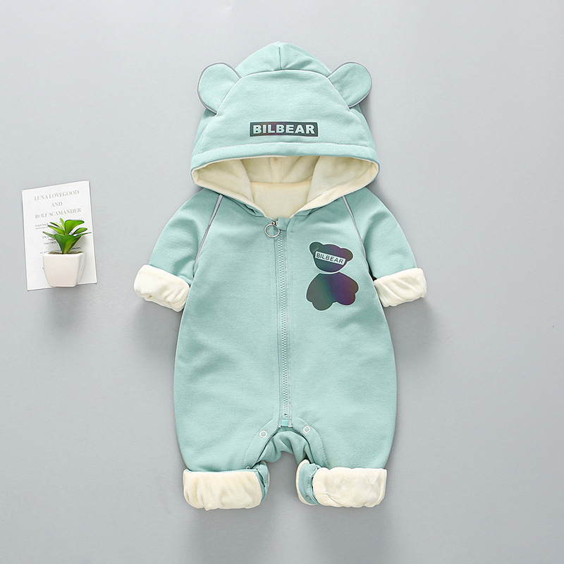 Dječji onesie s kapuljom, dugi rukav, zatvarač, 95% pamuk, za novorođenčad 0–12 mjeseci (do 80 cm)