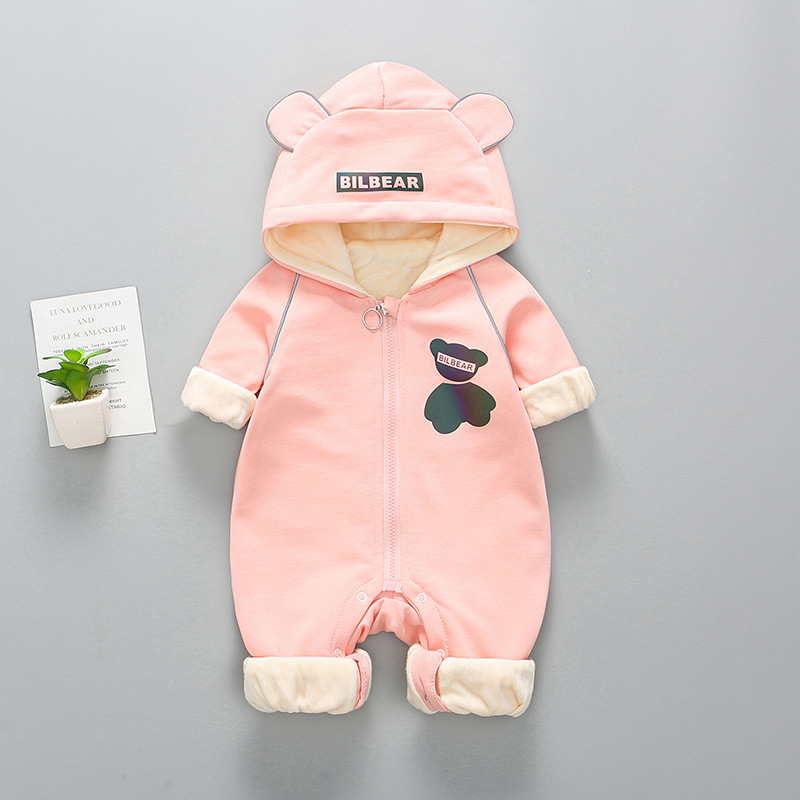 Dječji onesie s kapuljom, dugi rukav, zatvarač, 95% pamuk, za novorođenčad 0–12 mjeseci (do 80 cm)