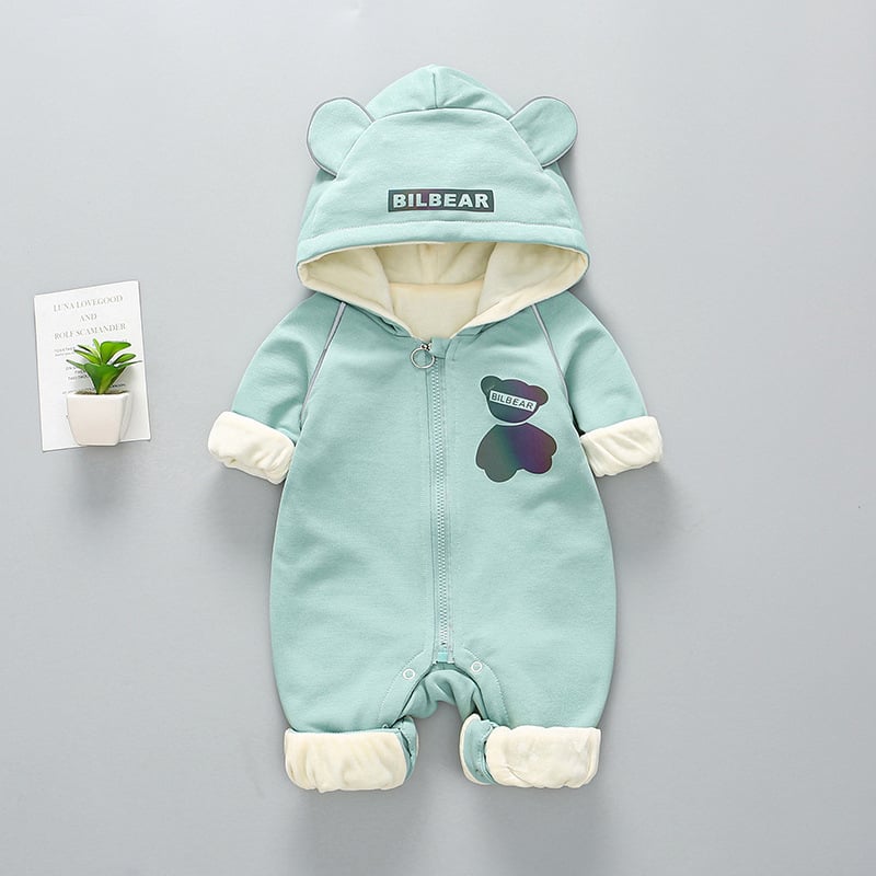 Dječji onesie s kapuljom, dugi rukav, zatvarač, 95% pamuk, za novorođenčad 0–12 mjeseci (do 80 cm)