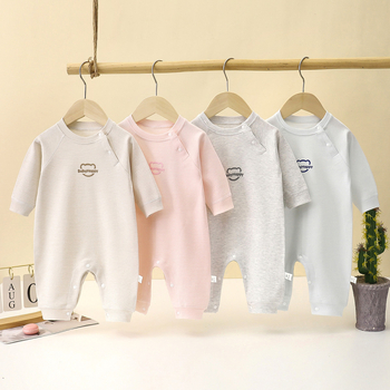 Kombinezon za bebe od 100% češćenog pamuka, dugi rukavi, sve sezone, unisex, novorođenče, zatvara se jednim gumbom
