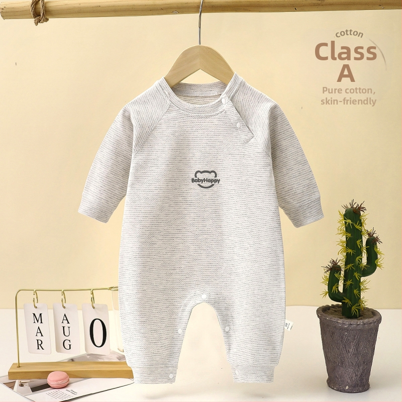 Kombinezon za bebe od 100% češćenog pamuka, dugi rukavi, sve sezone, unisex, novorođenče, zatvara se jednim gumbom