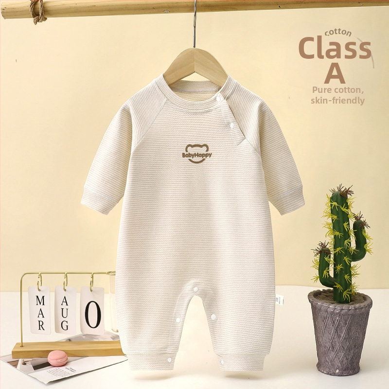 Kombinezon za bebe od 100% češćenog pamuka, dugi rukavi, sve sezone, unisex, novorođenče, zatvara se jednim gumbom