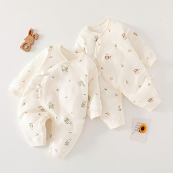 Dječji pamučni podstavljeni kombinezon s naramenicama, leptir dizajn, dugi rukavi, 100% pamuk, pogodan za proljeće, jesen i zimu