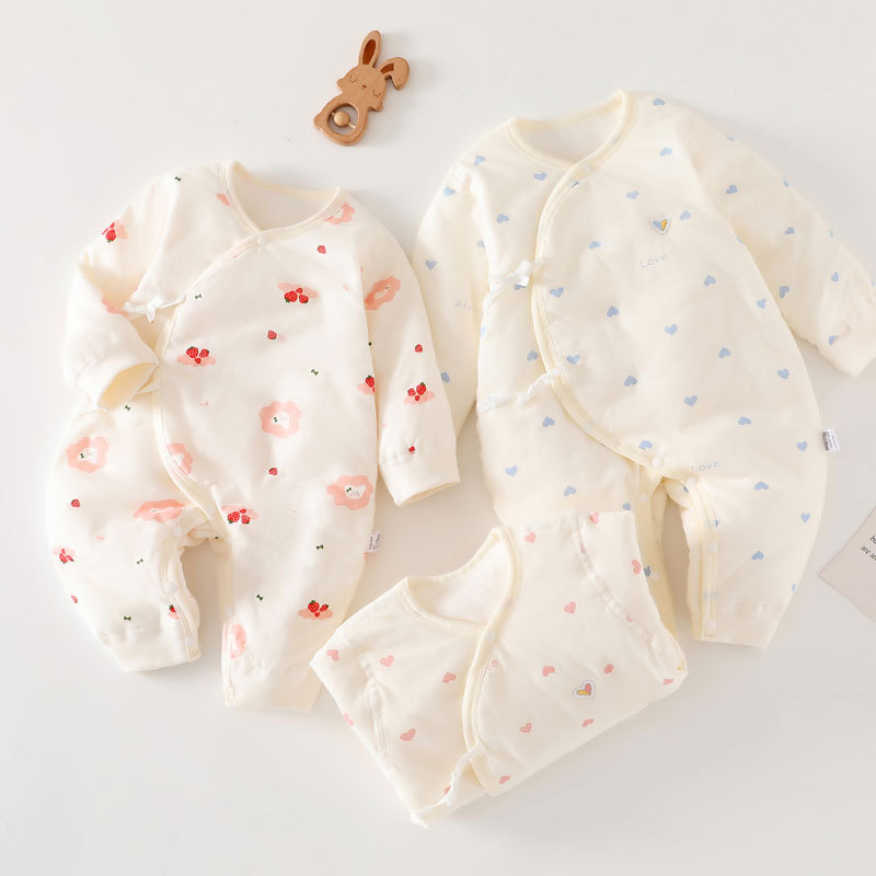 Dječji pamučni podstavljeni kombinezon s naramenicama, leptir dizajn, dugi rukavi, 100% pamuk, pogodan za proljeće, jesen i zimu