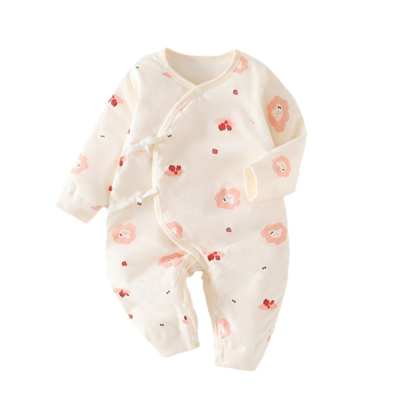 Dječji pamučni podstavljeni kombinezon s naramenicama, leptir dizajn, dugi rukavi, 100% pamuk, pogodan za proljeće, jesen i zimu