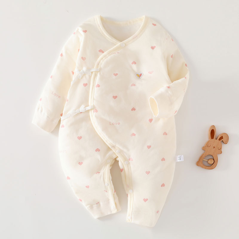 Dječji pamučni podstavljeni kombinezon s naramenicama, leptir dizajn, dugi rukavi, 100% pamuk, pogodan za proljeće, jesen i zimu