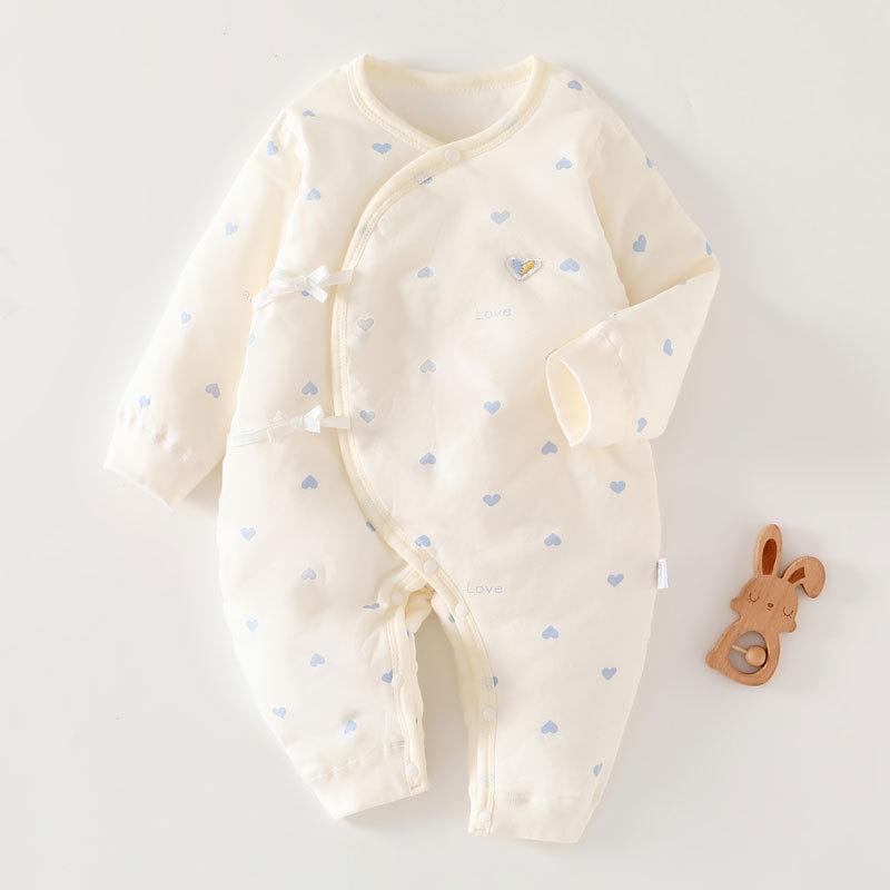 Dječji pamučni podstavljeni kombinezon s naramenicama, leptir dizajn, dugi rukavi, 100% pamuk, pogodan za proljeće, jesen i zimu