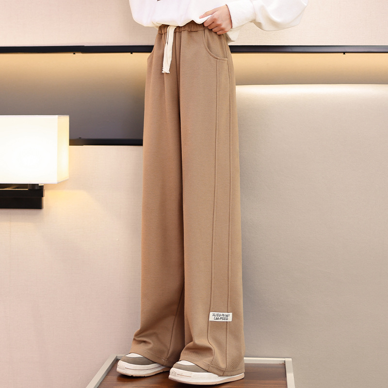 Djevojčice široke hlače u korejskom stilu, mješavina pamuka i poliestera 50/50, srednji pojas, jednofaredni uzorak s slovima, za djecu od 8 godina