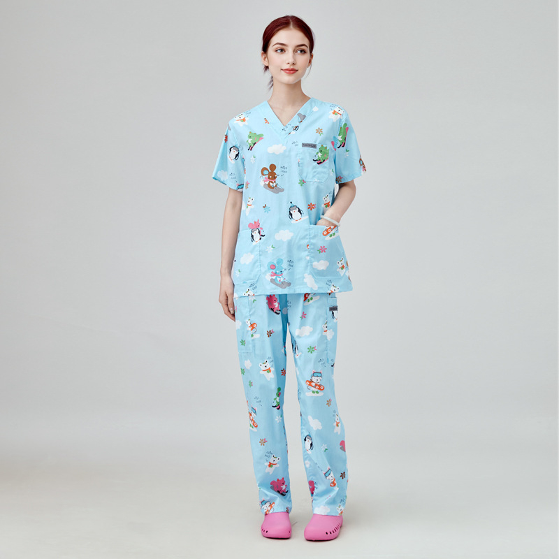 Unisex medicīnas komplekts: tops ar īsām piedurknēm un bikses, Chenille poliestera materiāls ar mitrumu vadīšanu, divu daļu komplekts, vasara 2024.