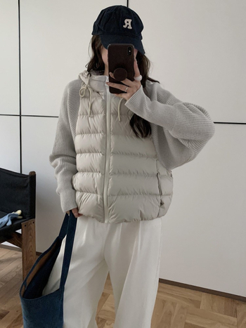 Muzi Lian zimska ženska kratka jakna s kapuljom, punjena pamukom, patchwork rukavi, korejski stil