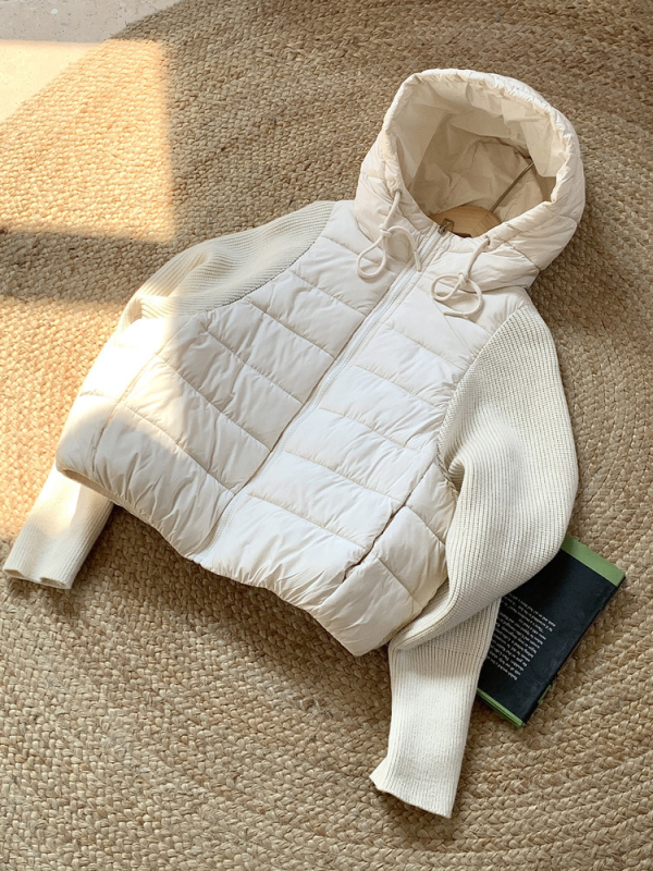 Muzi Lian zimska ženska kratka jakna s kapuljom, punjena pamukom, patchwork rukavi, korejski stil