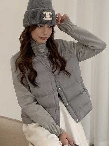 Дамско яке с полиестрово памучно напълване; плат: полиестерни и акрилни влакна; дълги ръкави; еднокопчено; плътно