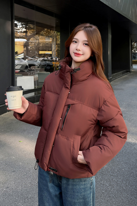 Ženska kratka pamučna jakna sa stojećim ovratnikom, korejski stil, opušten kroj, za male veličine, zima 2025