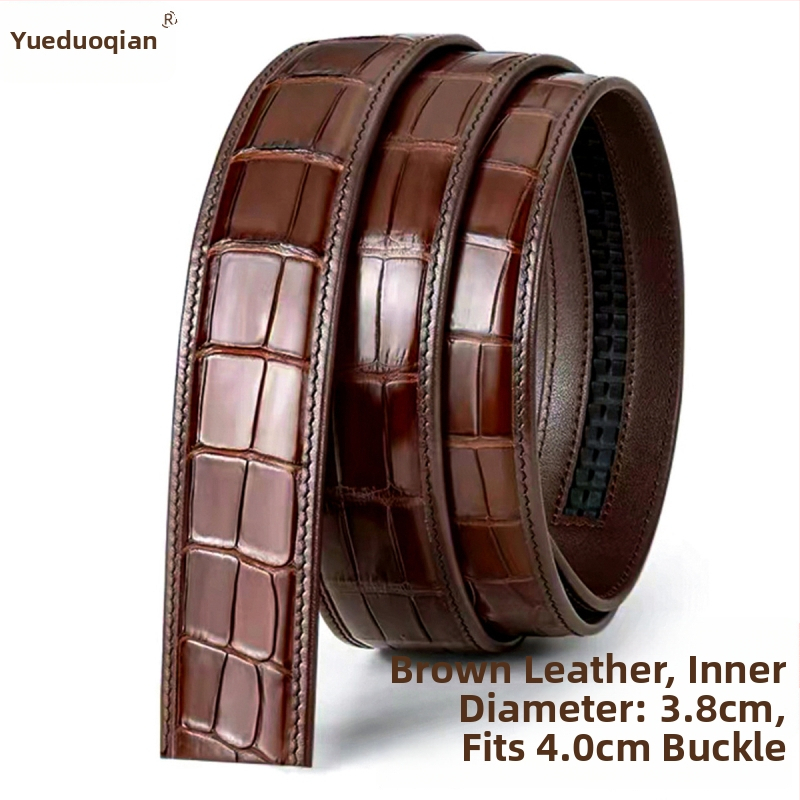 Pánsky opasok z krokodliej kože s automatickou sponou, pravá koža, vzor krokodílej kože, šírka nad 4 cm, štýl business/minimalistický/univerzálny