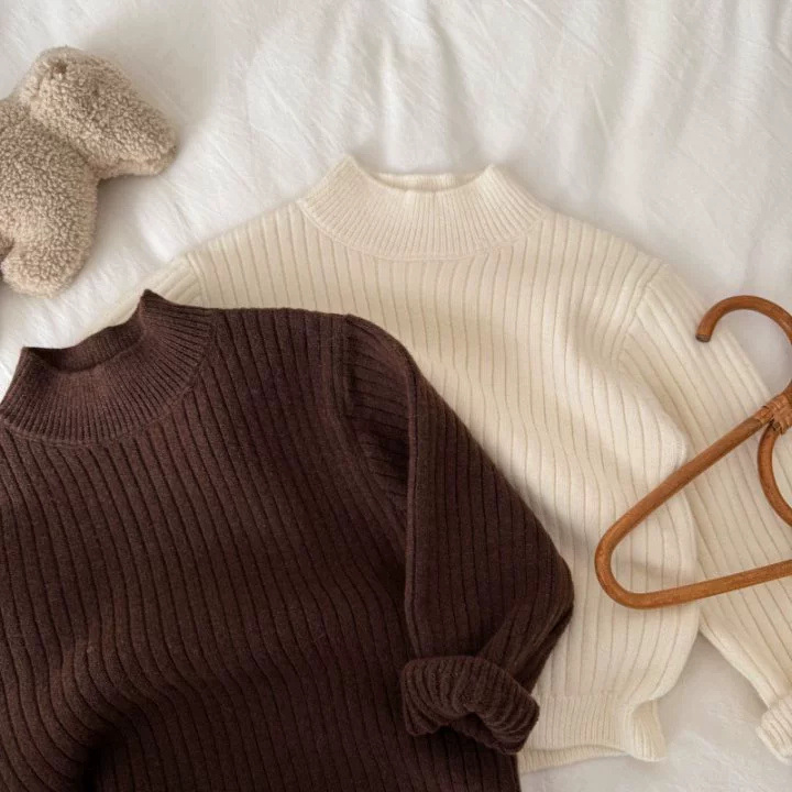 Dječji pleteni džemper, korejski stil, debeli pleteni materijal, 95% pamuk, visoki ovratnik, dugi rukavi