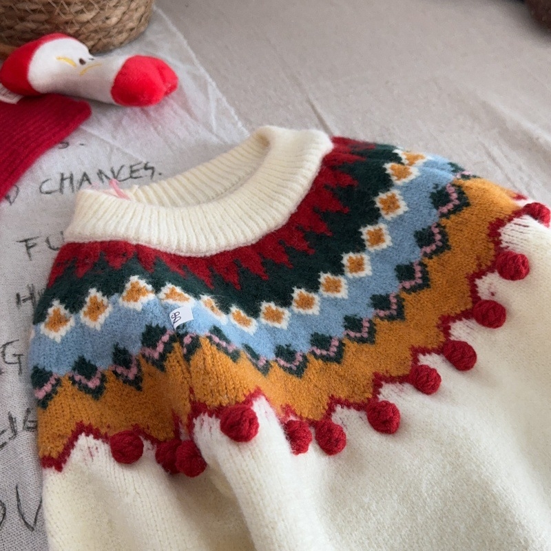 Dječji pleteni pulover, korejskog stila, dugi rukavi, 55% akril vlakna, za uzrast 3–8 godina