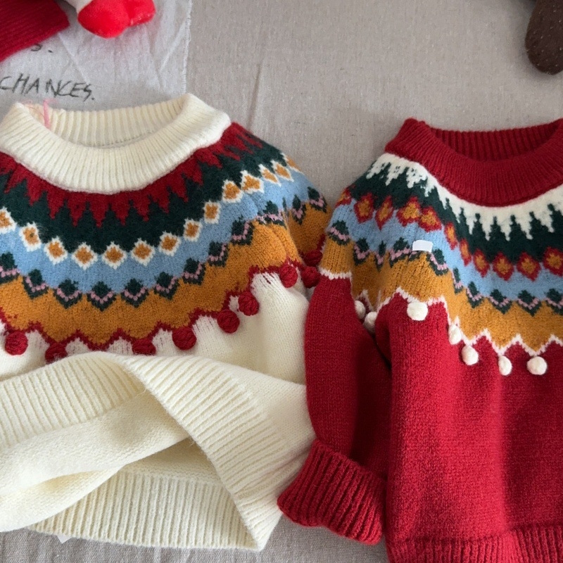 Dječji pleteni pulover, korejskog stila, dugi rukavi, 55% akril vlakna, za uzrast 3–8 godina