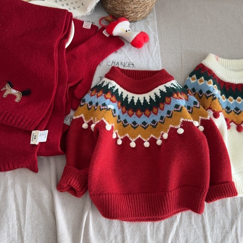 Dječji pleteni pulover, korejskog stila, dugi rukavi, 55% akril vlakna, za uzrast 3–8 godina