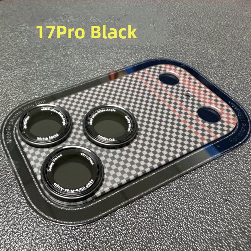 Kevlar lēcas aizsargsfiltrs iPhone 17 Pro Max — rūdīts stikls (Corning), pretatstarojums, pret pirkstu nospiedumiem, HD caurspīdīgums