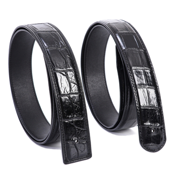 Curea bărbați din piele reală de crocodil, Yueduo – stil business casual, all-match, cu mai multe catarame: pin, netedă, plăcuță, automată; lățime peste 4 cm; realizată manual, cu găuri și cusut.