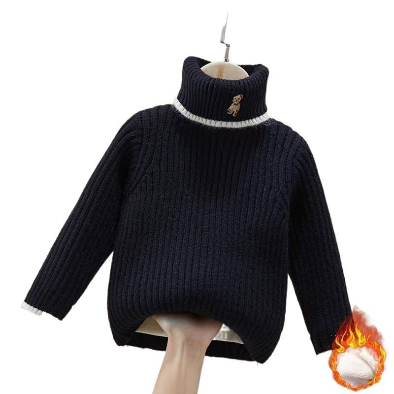 Dječji džemper s visokim ovratnikom i kapuljom | Korejski stil | dugi rukavi, zimski Vinylon materijal