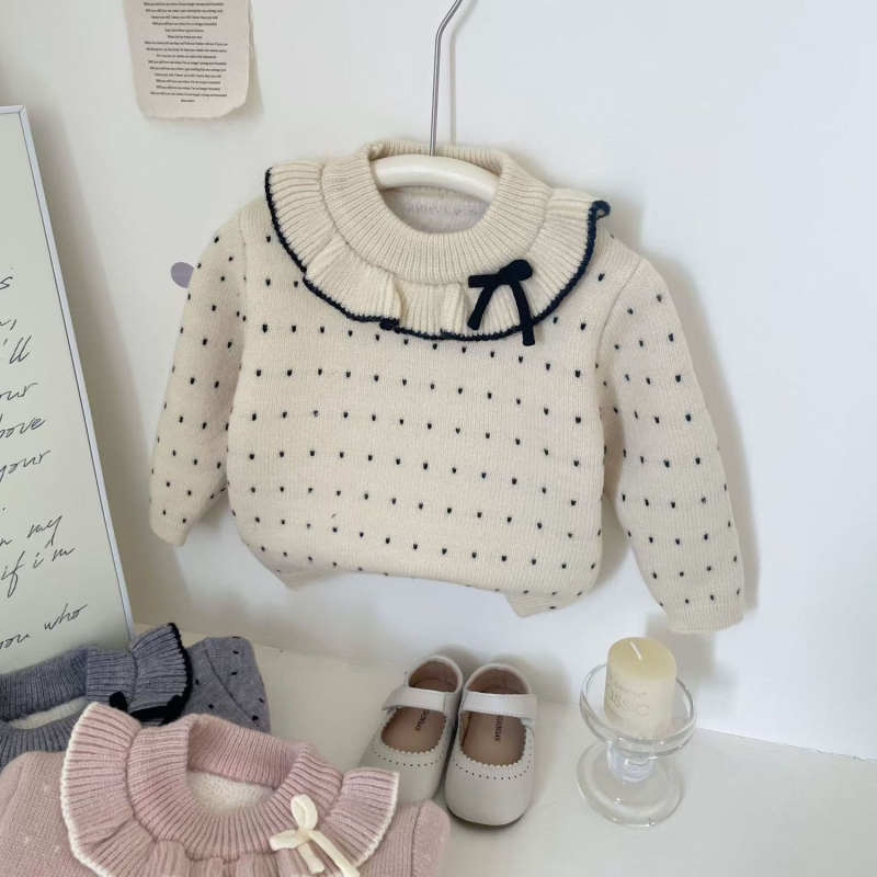 Dječji pleteni pulover od pamuka s flis podstavom, zimski stil korejskog dizajna, za djecu 3–8 godina