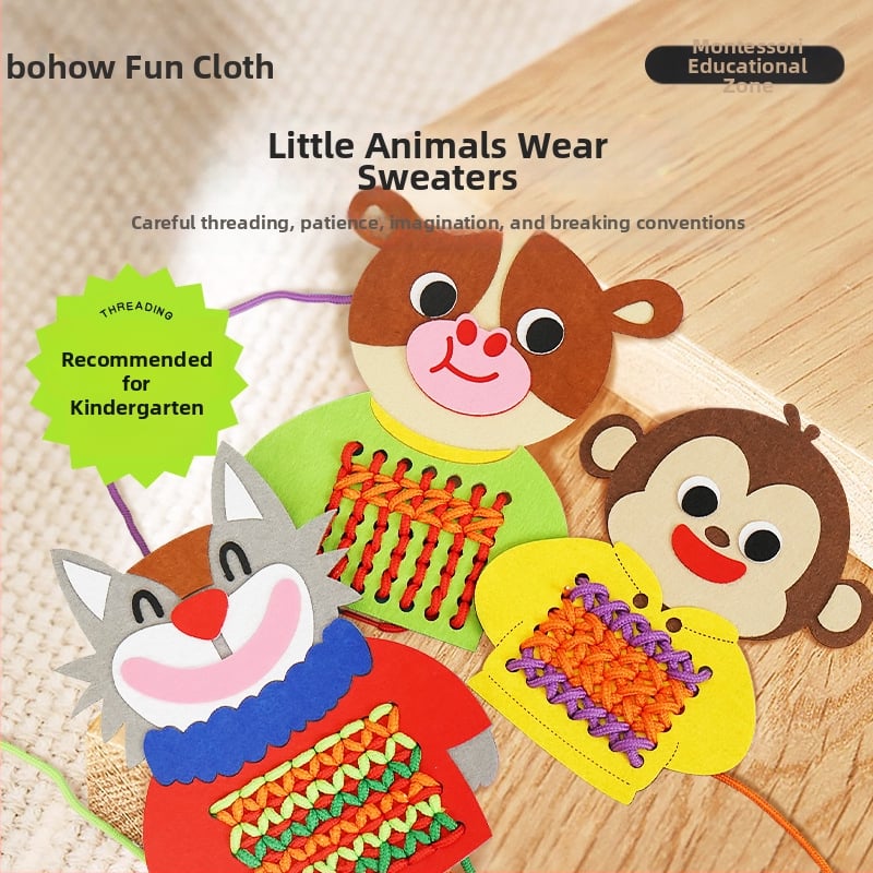 Montessori ταμπλό με οπές για ράψιμο για παιδιά 3-6 ετών - παιχνίδι από μη υφαντό ύφασμα που βελτιώνει τον συντονισμό ματιού-χειρός και τις λεπτές κινητικές ικανότητες