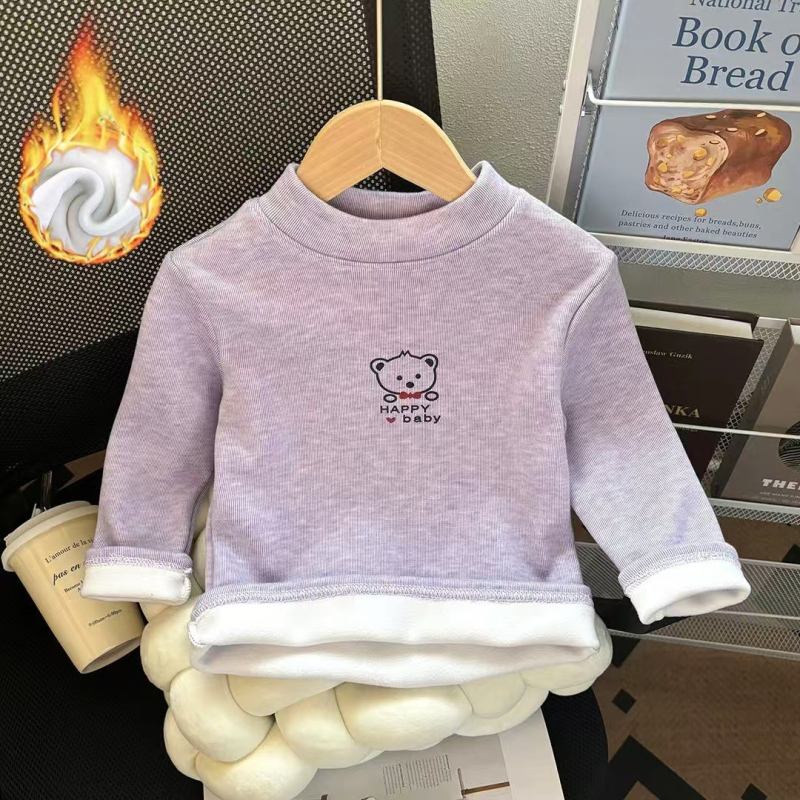 Dječja topla majica s flis podstavom, dugi rukav, zima, karikatura uzorak, korejski stil