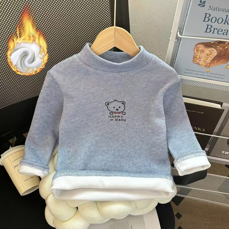 Dječja topla majica s flis podstavom, dugi rukav, zima, karikatura uzorak, korejski stil