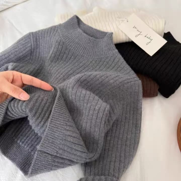 Dječji dvostruko debeli pleteni džemper, zimski stil, korejski stil, okrugli ovratnik, jednostruko kopčanje