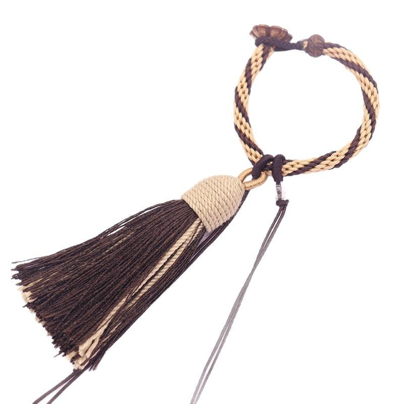 Κρεμαστό φούντα από σκοινί με νεφρίτη, νάιλον χειροποίητο λουράκι