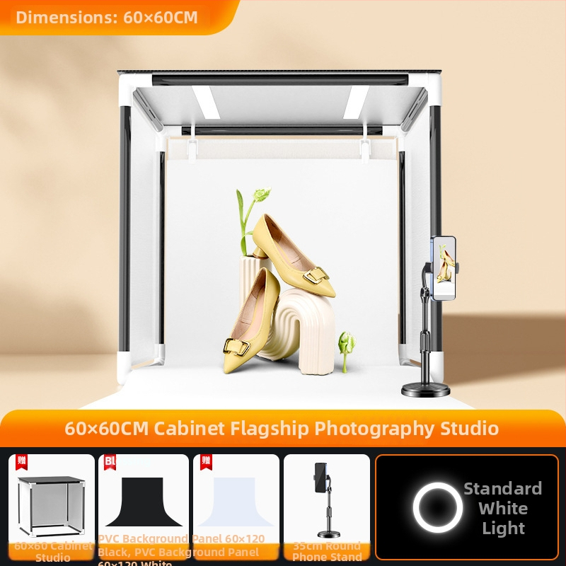 Stuudio LED-fotovalguskast fotograafiaks, kokkupandav ja kaasaskantav, koos taustapaneeli ja softboxiga