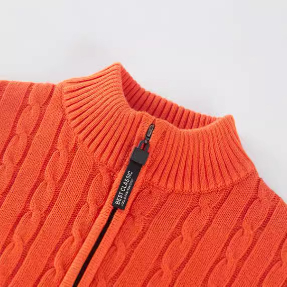Unisex dječji pleteni džemper sa zatvaračem, fleece podstava za zimu, debeo, dugi rukav