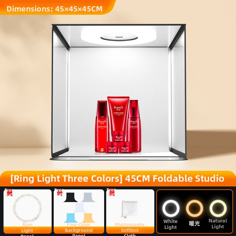 Stuudio LED valgusboks fotograafiale – kokkupandav, kaasaskantav softbox valge taustapaneeliga