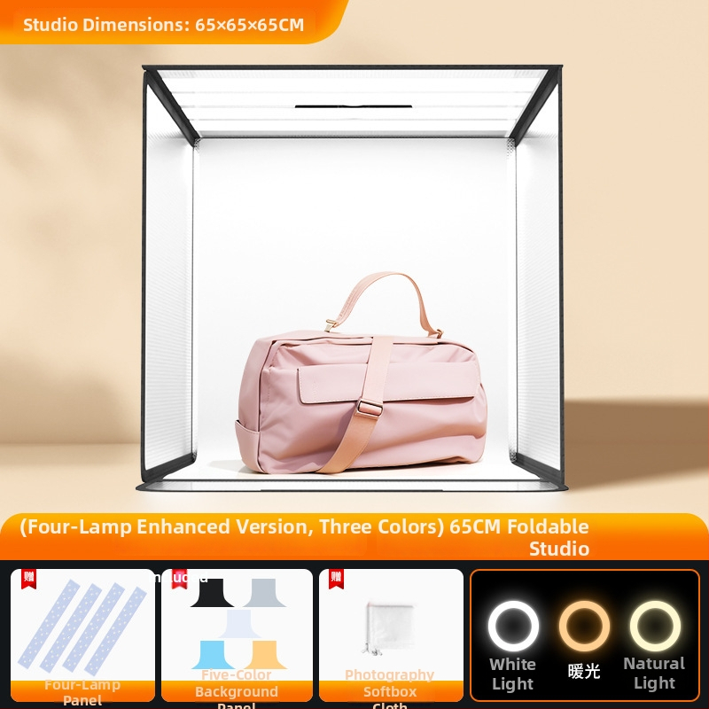 Stuudio LED valgusboks fotograafiale – kokkupandav, kaasaskantav softbox valge taustapaneeliga