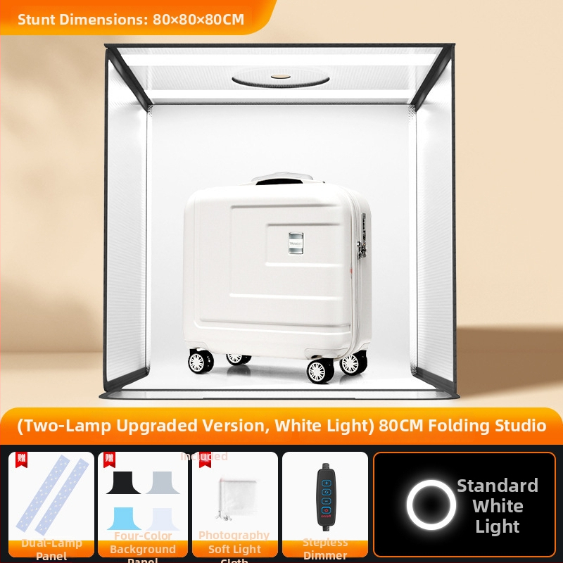 Stuudio LED valguskast fotode tegemiseks, kokkupandav kaasaskantav softbox ja valge taustaplaat