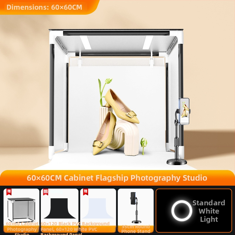 Stuudio LED valguskast fotode tegemiseks, kokkupandav kaasaskantav softbox ja valge taustaplaat