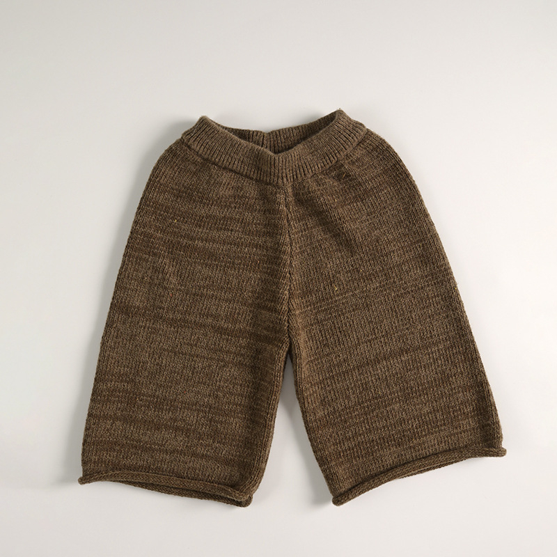 Dječji pleteni set: bez rukava cardigan s V-izrezom i hlače, jednobojna boja, smjesa akrila i vune (70% akril), unisex, proljeće–jesen, za uzrast 3–8 godina