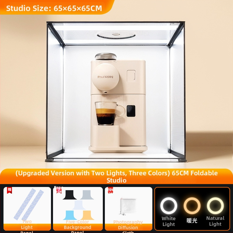 Stuudi LED valguskast fotode jaoks, kaasaskantav, kokkupandav, pehme valgus, valge taust