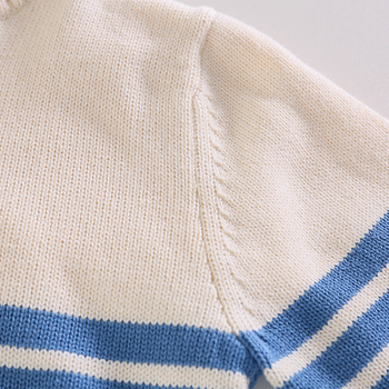 Dječji pleteni pamukasti džemper s fleece navlakom, debeli zimskog, karirani uzorak, okrugli ovratnik, dugi rukavi