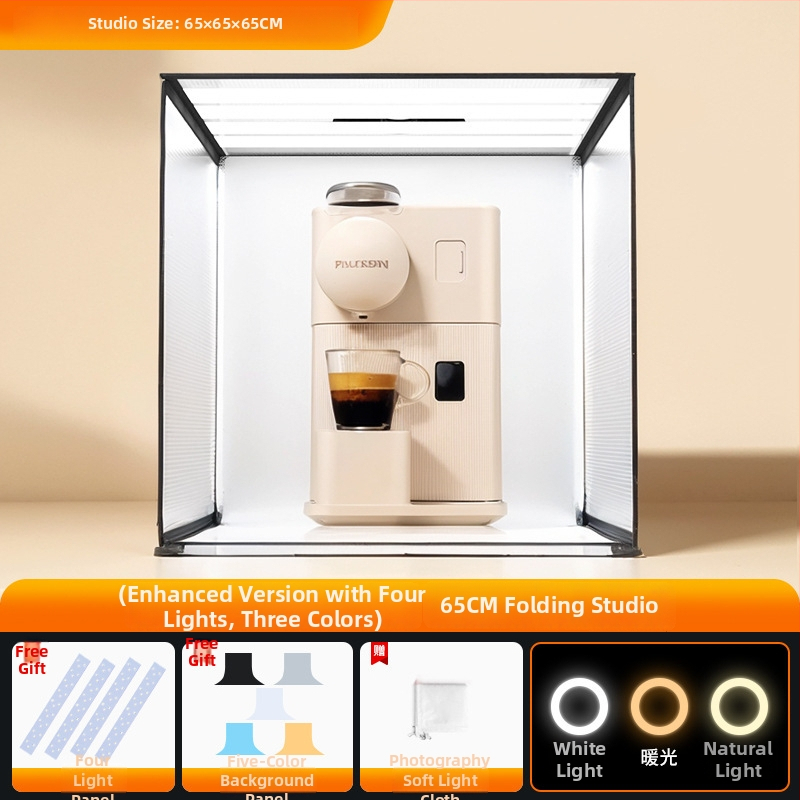 Stuudio LED-fotovalguskast koos kokkupandava kaasaskantava softboxi ja taustaplaadiga