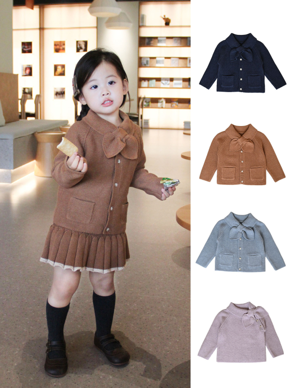 Детски плетен кардиган, унисекс, 100% памук, мека обработка на тъканта, кръгло деколте, дълги ръкави