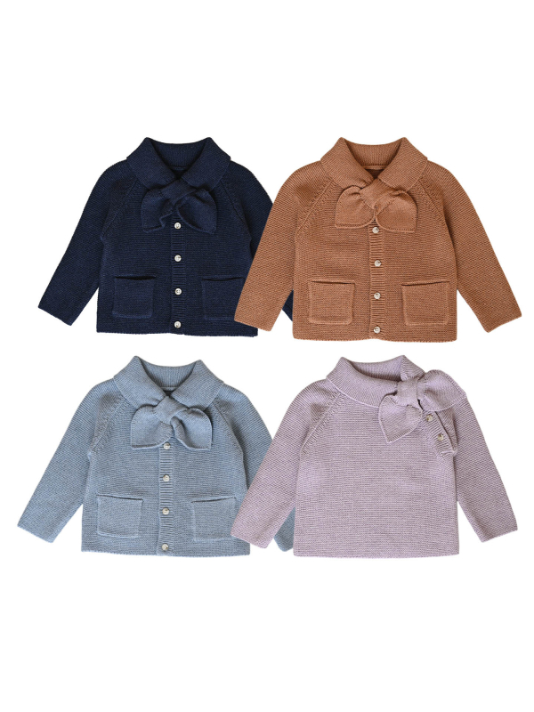 Детски плетен кардиган, унисекс, 100% памук, мека обработка на тъканта, кръгло деколте, дълги ръкави