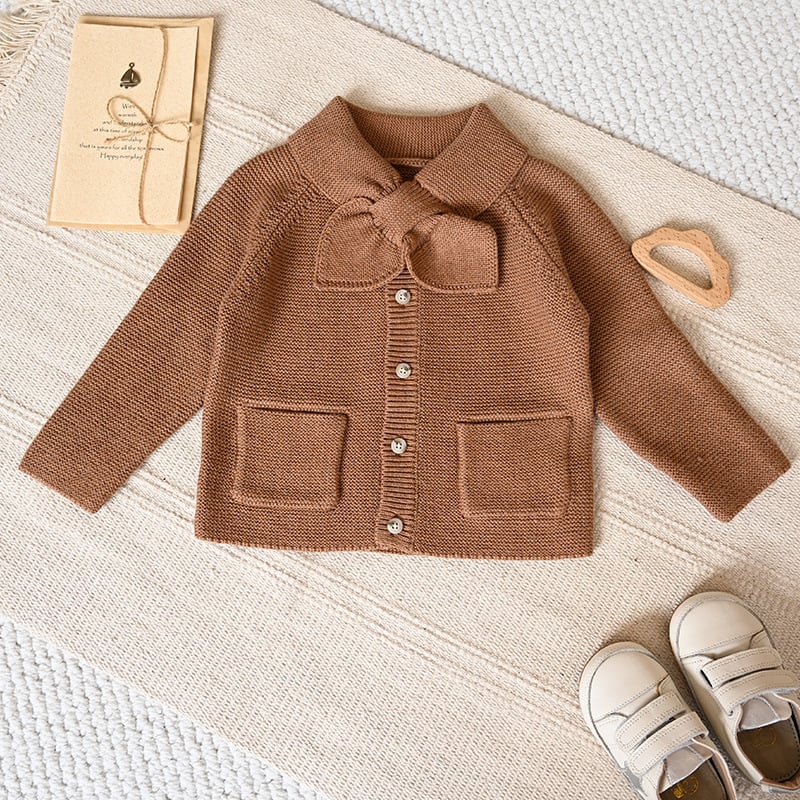 Детски плетен кардиган, унисекс, 100% памук, мека обработка на тъканта, кръгло деколте, дълги ръкави