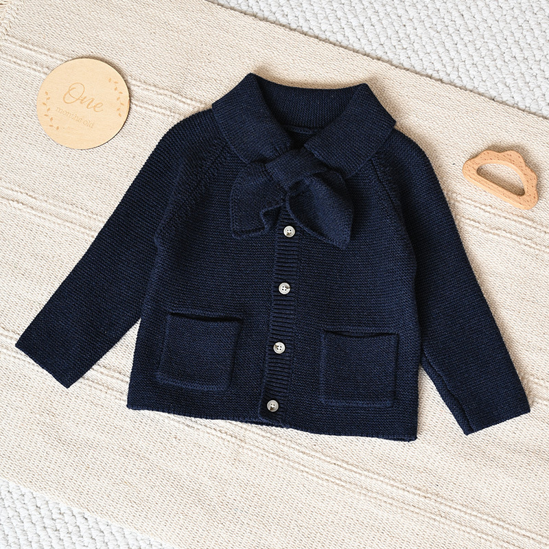 Детски плетен кардиган, унисекс, 100% памук, мека обработка на тъканта, кръгло деколте, дълги ръкави