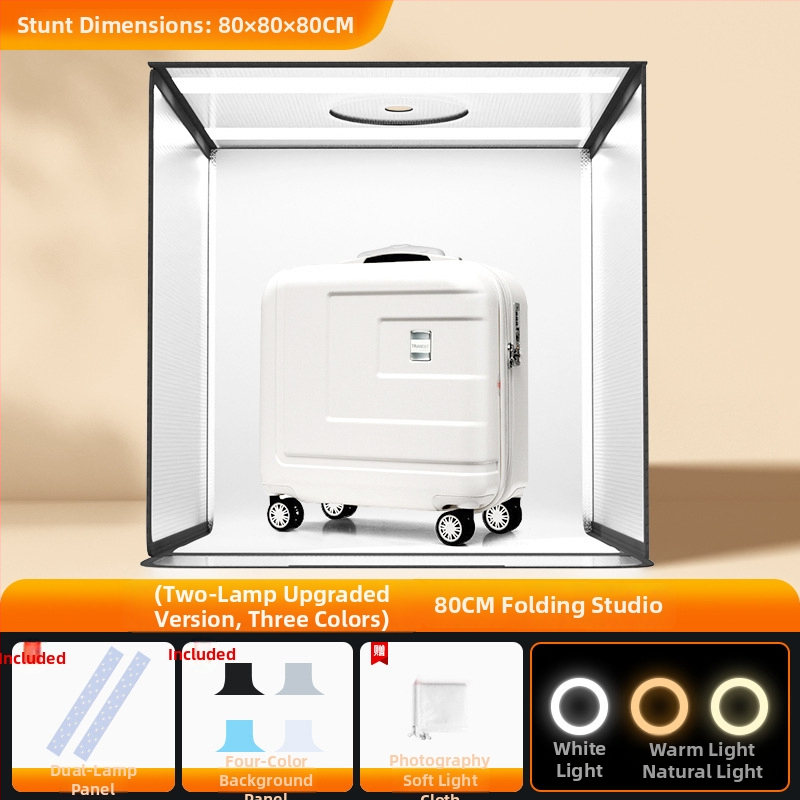 Stuudio LED foto valguskast laua jaoks — kokkupandav kaasaskantav pehme valguse kast koos tausta plaadiga