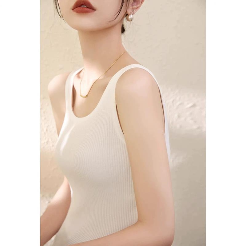 Plus veličina camisole od ledenog svile za žene – elegantni pleteni top bez rukava, lagani sloj za ljeto