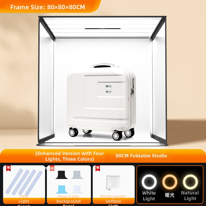 Stuudio LED Softbox valguskast fotografeerimiseks valge taustaga, kaasaskantav kokkupandav fotolaud